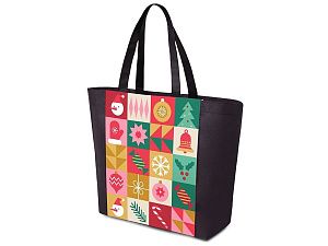 Сумка для шопинга с донной складкой и ручкой из нетканого PET материала, цвет: многоцветный