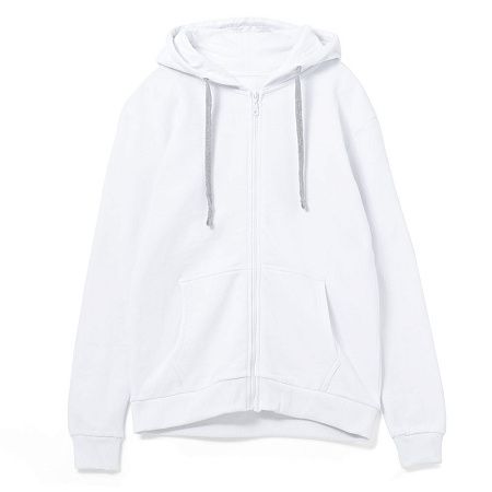 Толстовка на молнии с капюшоном Unit Siverga, белая, размер XS