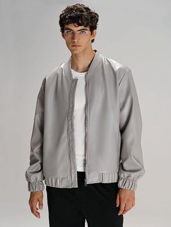 Бомбер из искусственной кожи Univer, серый, размер M/L