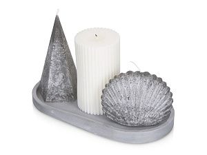 Набор свечей на подставке «Posh», цвет: белый, серый