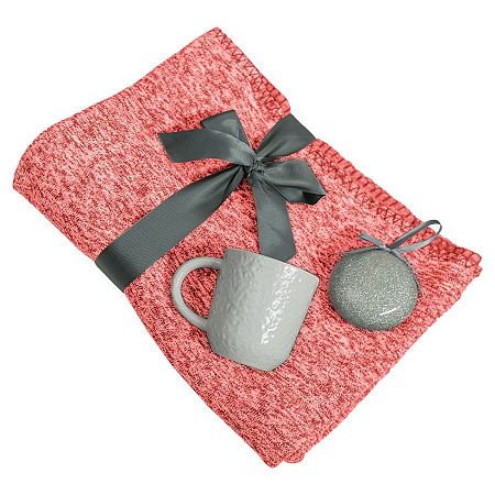Подарочный набор HOLIDAY: плед, кружка, шар новогодний, коробка; красный