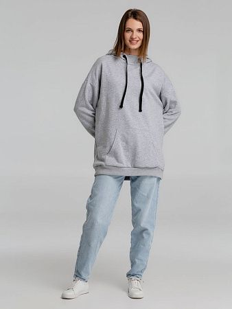 Худи оверсайз «Чистая соль», серый меланж, размер XS/S