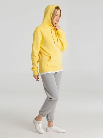 Толстовка с капюшоном унисекс King, желтая, размер S