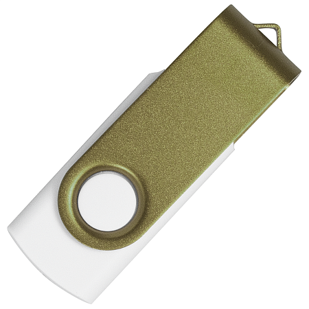Флеш накопитель USB 2.0 Twister Сolor Mix 16GB, пластик Софт Тач/металл, белый/оливковый