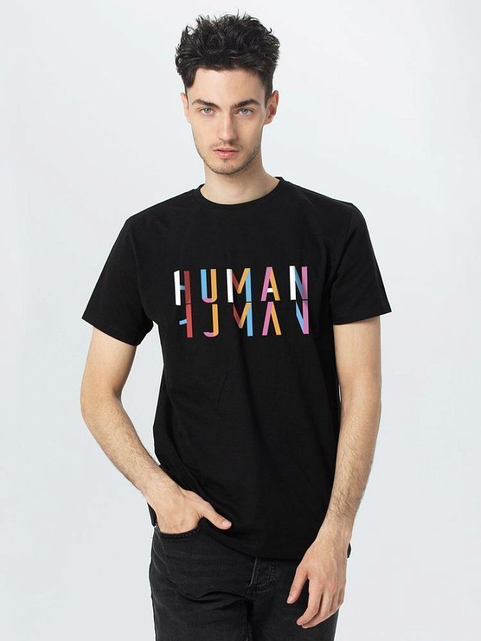 Футболка Human, черная под нанесение