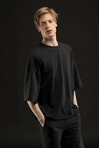 Футболка унисекс оверсайз T1, черная под нанесение