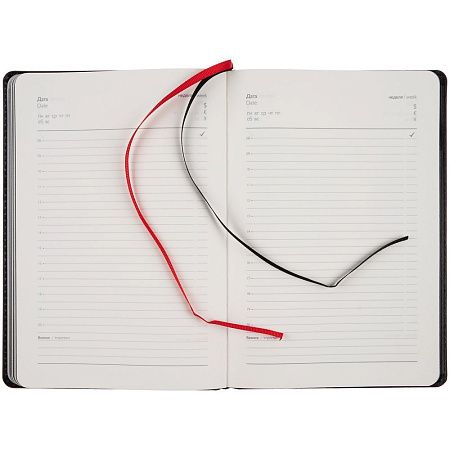 Ежедневник Alanis, недатированный, черный с красным
